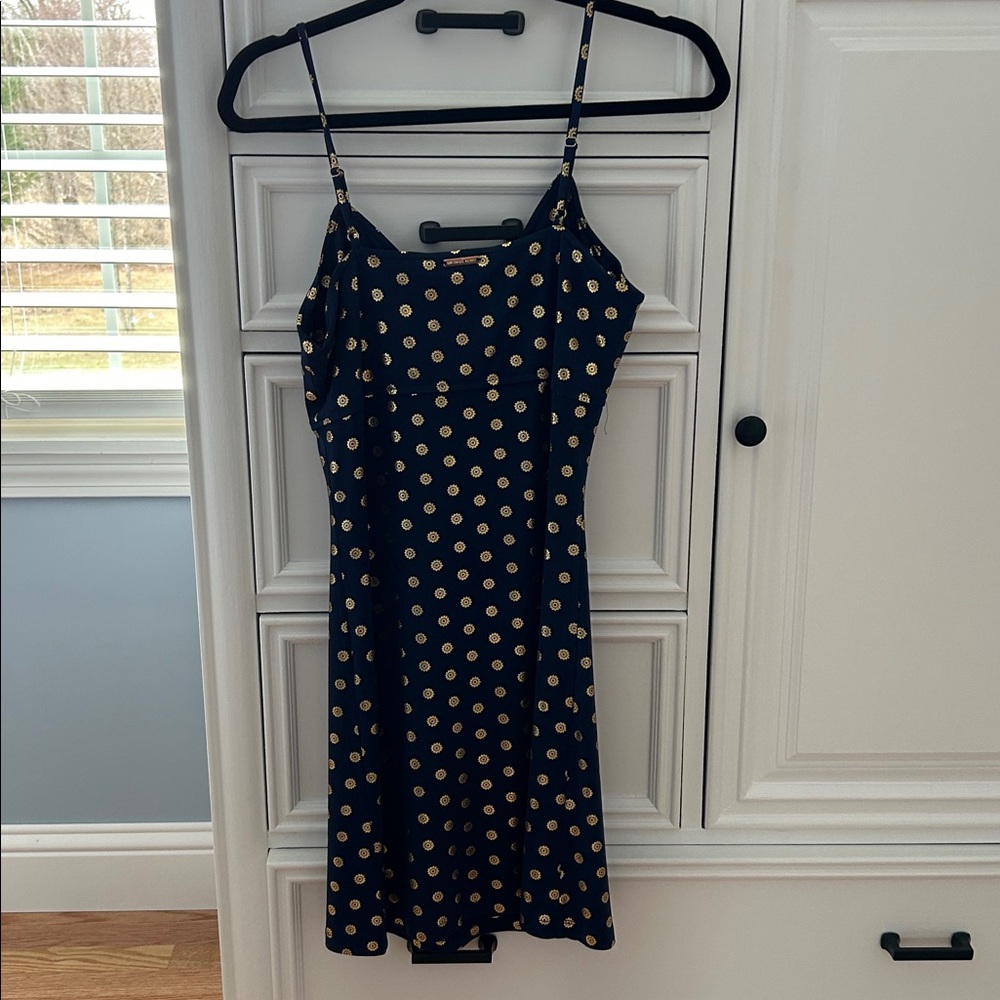 Michael Kors Navy Mini Dress with Gold Polka Dot Accents - Picture 2 of 2